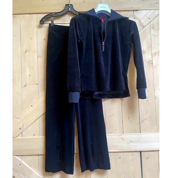 Spanx Velvet Velour Half Zip Wide Leg Tracksuit Set Black Size Small NWOT - Picture 4 of 14